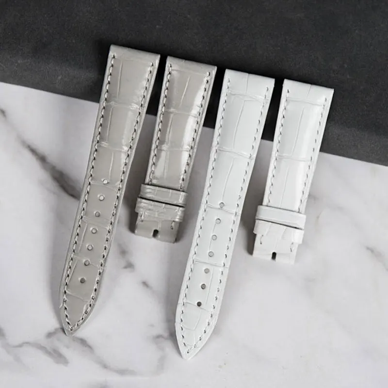 

FUYIJIA Soft Mississippi Alligator Skin Watchband Top Custom Substitute B-lancpain LADYBIRD Strap 15MM 18MM Genuine Leather Belt