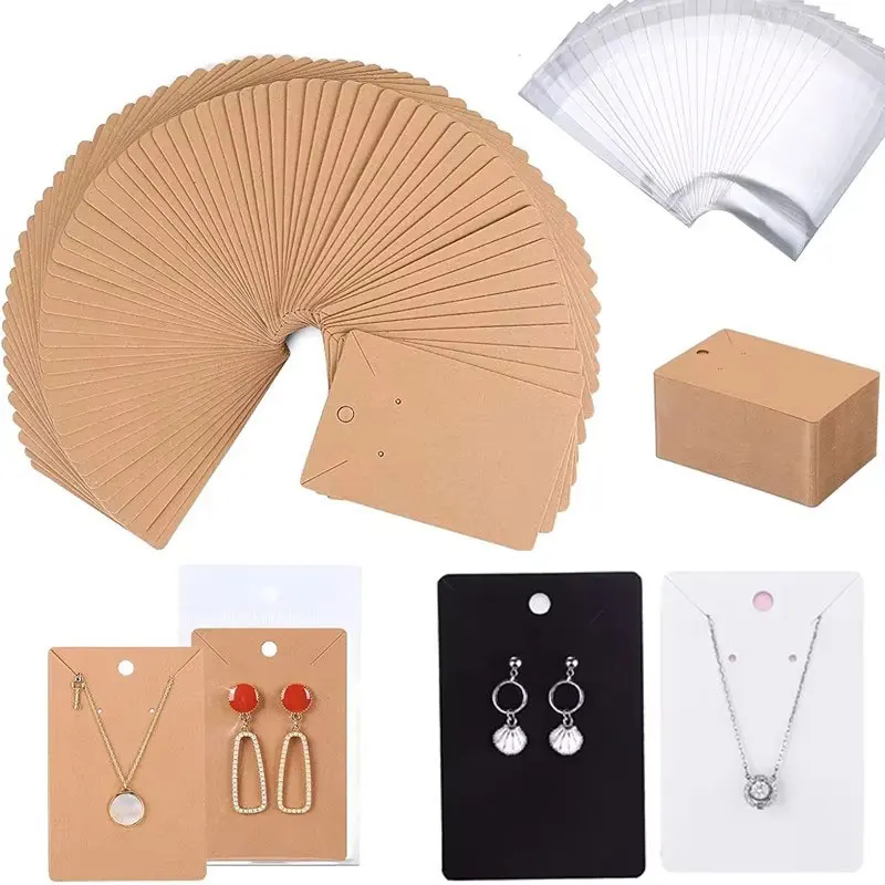 

20sets 6x9cm Stud Earring Hooks Display Cards Bulk With Self Adhesive Bags Thickened Necklace Holder Jewelry Packaging Making