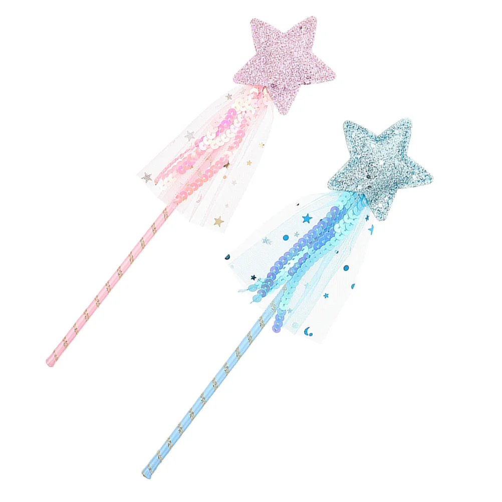 2 個のノベルティ星形妖精の杖快適で創造的な妖精の小道具子供の誕生日パーティー用妖精の杖女の子用の杖