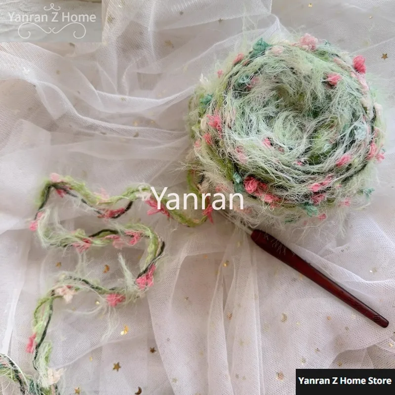 50g Garden Series Hand Mixed Knitting Yarn Green Flower Thread Handmade Crochet Stick Needle Woven Bag Hair Loop Yarn Gift Decor