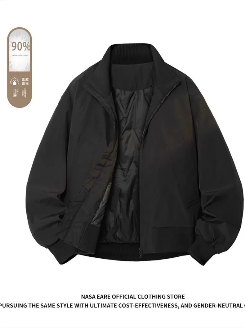 

Retro American Winter Men's down Jaet ort Thi Warm White Du Feather Casual Faionable Outdoor Sport Polyester Fiber