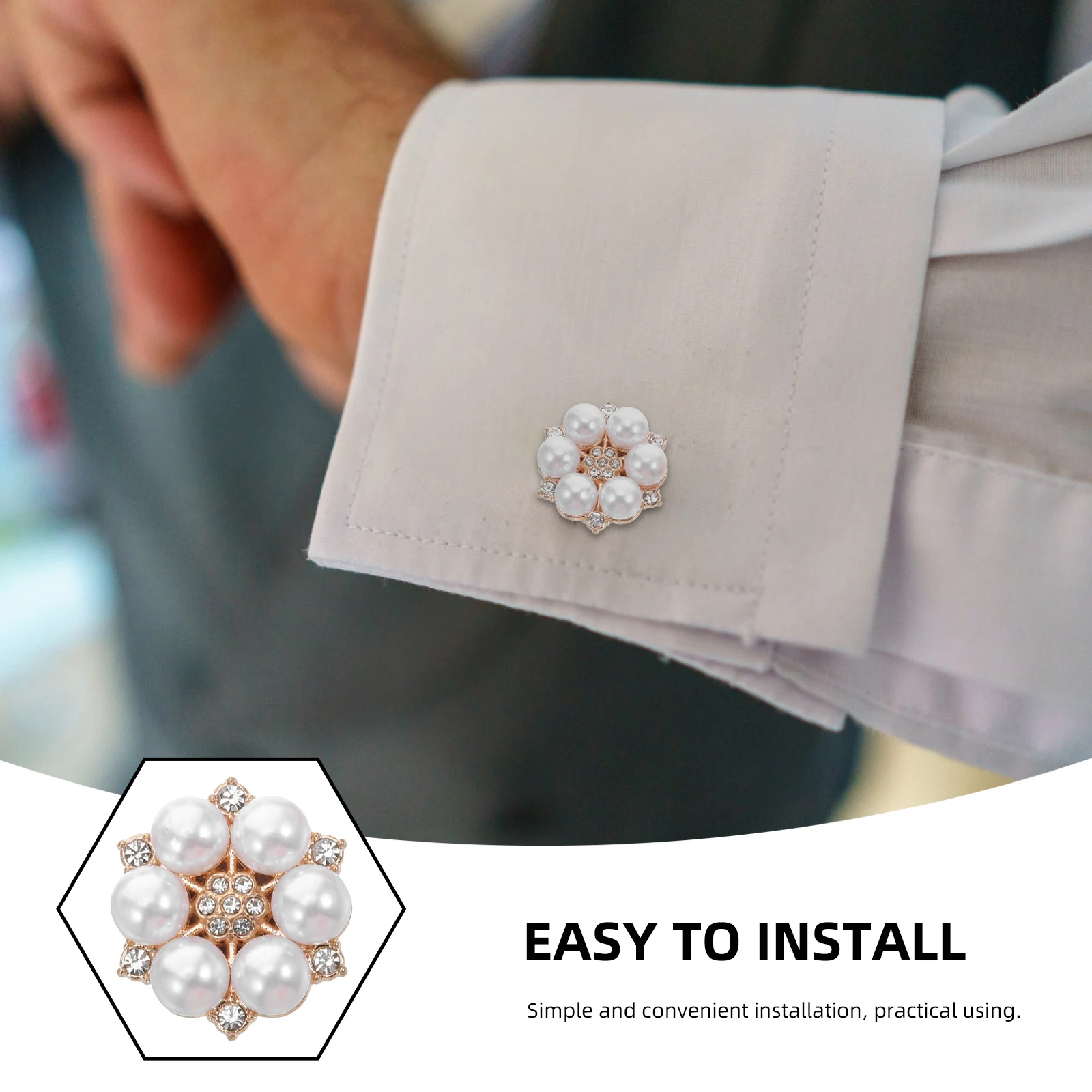 

6 Pcs Clip on Button Decor Sleeve Flower Cuff Links Covers Embellishments for Shirts Brooch Decorative Buttons Blouses Crafting