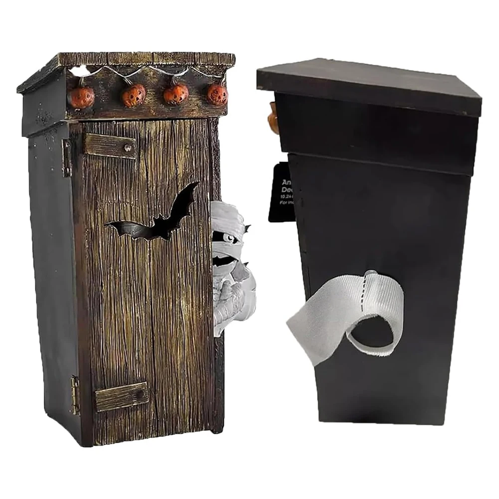 Outhouse Mummy Animated Decor 2024 Halloween Funny Talking Animated Farting Mummy Outhouse Ornaments Desk Accessories, 1 Pcs