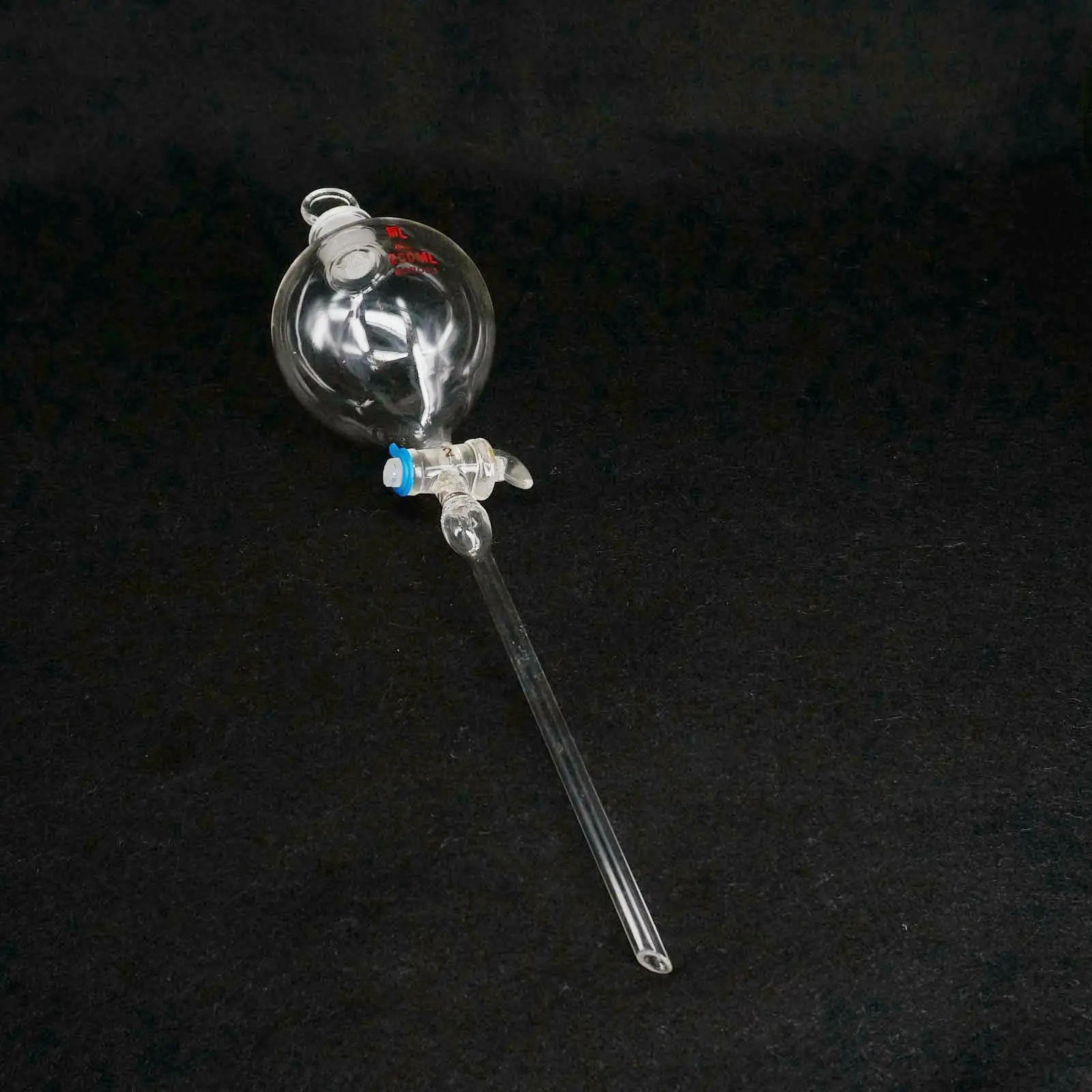 250ml Lab Glass Dropping Funnel Ball Shape With Glass Stopcock Metering Tool