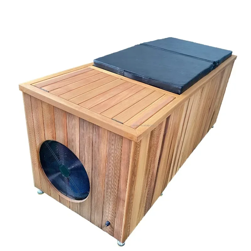 Wooden Outdoor Ice Bucket Bath Wood Cold Plunge Tub Stainless Steel Liner