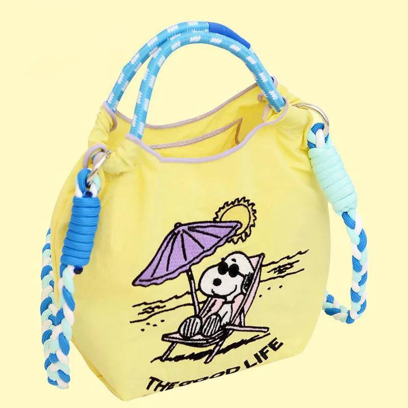 New Kawaii Cute Snoopy Bag Drawstring Embroidered Handbag Messenger Bag Mobile Zero Wallet Ins Anime Peripherals Festival Gift