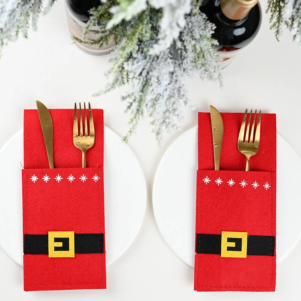 

8 Pcs Xmas Party Dinner Utensil Christmas Forks Bags Creative Tableware Holder