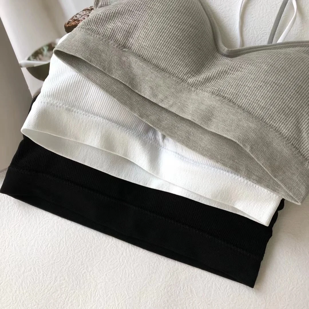 Koreański biustonosz na ramiączkach, seksowna bielizna, bez fiszbin, cienkie ramiączka, zapobiegający odsłanianiu, modelujący top na ramiączkach dla studentek.