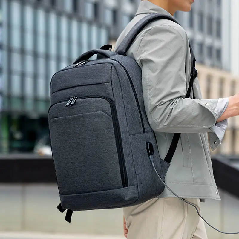 1PC Lightweight Backpack Mens Solid Color Expandable Business Backpack Durable Zipper Multi Compartment Knapsack Perfect Hold