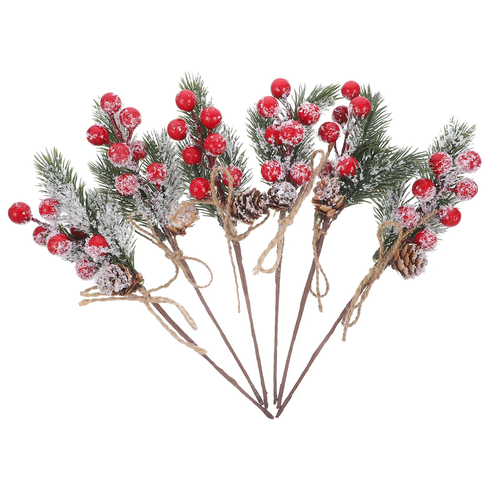 

6Pcs Artificial Berry Branch Christmas Decorations High Simulation Red Berry Pine Picks for Christmas Tree Wreath Crafts