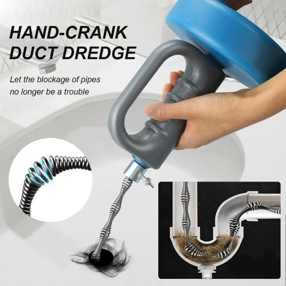 Drain Unblocker Long-lasting Durability Heavy-duty Steel Cable Plastic Blue Household Tools Toilet Sewer Blockage Cleaner Steel