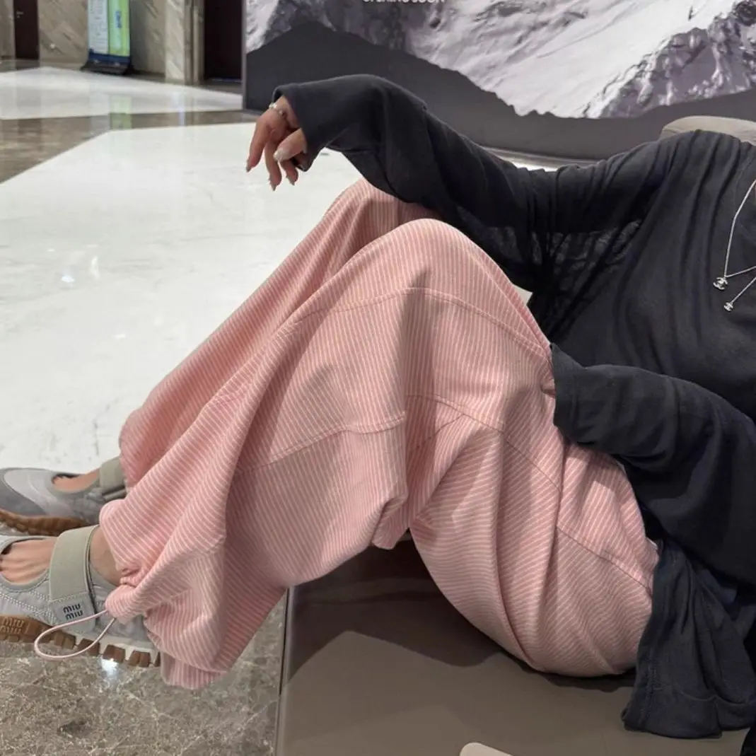 

【 Plush Thickened 】 Camouflage Pants Women's Elastic Waist Belt Drawstring Loose Casual Wide Leg Pants Ins