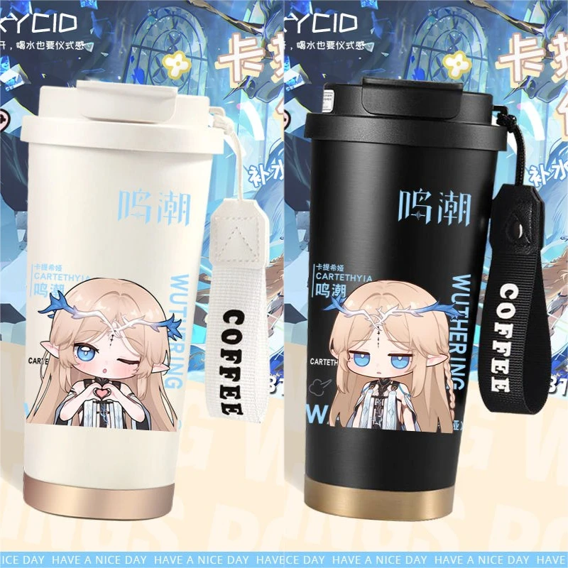 

In Stock Anime Wuthering Waves Game 2025 Cos Cartethyia 530ml Q-versiono Prtable Stainless Steel Insulated Coffee Cup Prezzie