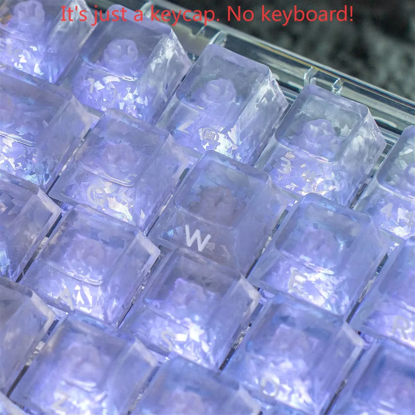 A Translucent Cherry Keycap with Ice Carbon Pattern Side Engraving PC 118 Keys Suitable for 61/68/87/98/104 Mechanical Keyboards