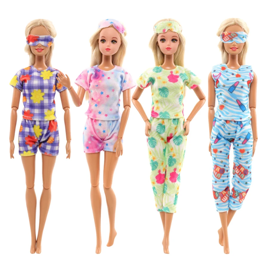 7 Stück 11,5 Zoll/30 cm Puppenkleidung und Schuhe = 4 Pyjamas, 1 Bademantel, 2 Hausschuhe, handgefertigt, Geburtstagsgeschenk, Weihnachtsgeschenk, Rollenspiel – Detail 4
