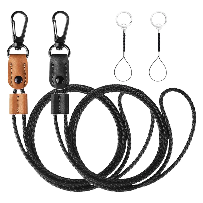 

4 Pcs Braided Leather Badge Lanyards For ID Badges Holders Keys Long Strap Neck Lanyard Keychain For Men,Women A