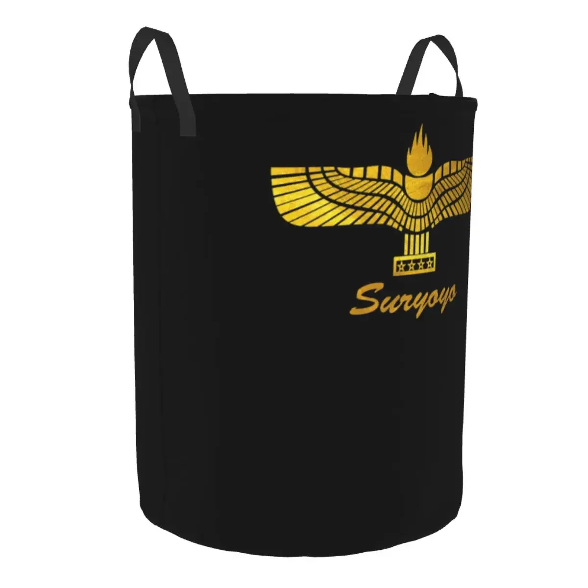 Custom Aramean Suryoyo Logo Laundry Basket Foldable Syriac Assyria Ancient Clothes Hamper for Nursery Kids Toys Storage Bin