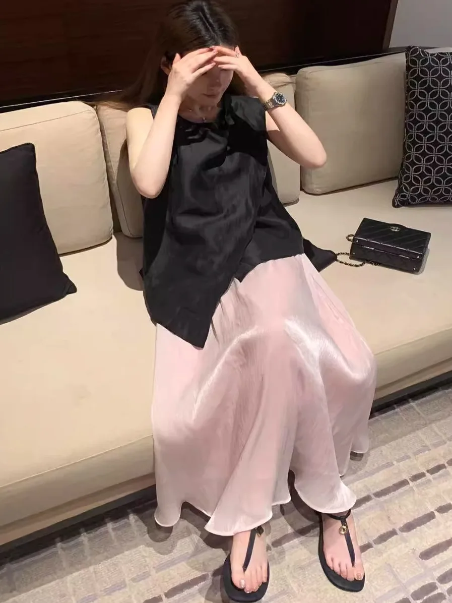 Extra grote maat A-lijn lange f rok gedrapeerde Ele asymmetrische Koreaanse Sle hoge taille slim fit zomer mooie rok