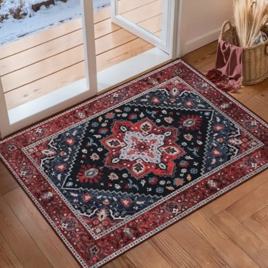 

Washable Area Rug 2x3ft Small Boho Rug Ultra Soft Rugs for Entryway NonSlip Entry Rugs Oriental LowPile Indoor Mat Floor Carpe