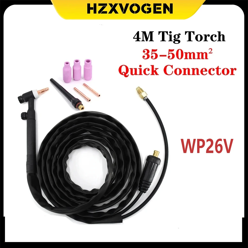 hzxvogen tig tocha de soldagem com mangueira macia conector rapido tig soldador gun tochas acessorios de solda wp26v 3550 4m 01