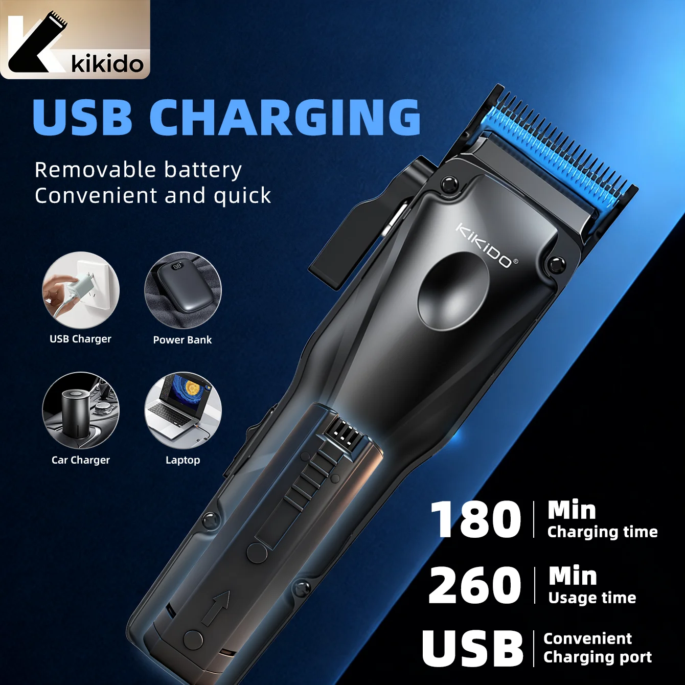KIKIDO مشابك شعر احترافية 75000 دورة في الدقيقة آلة قص الشعر محرك قوي مشابك كهربائية R-نوع شفرة مقص الشعر الرجال #5