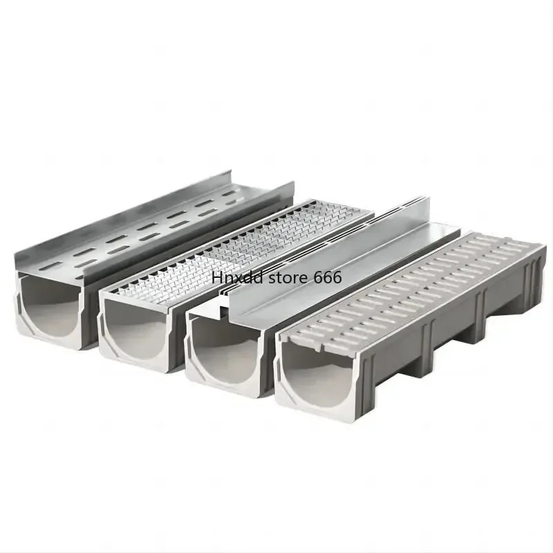 Resin drain u-groove finished stainless steel linear drain