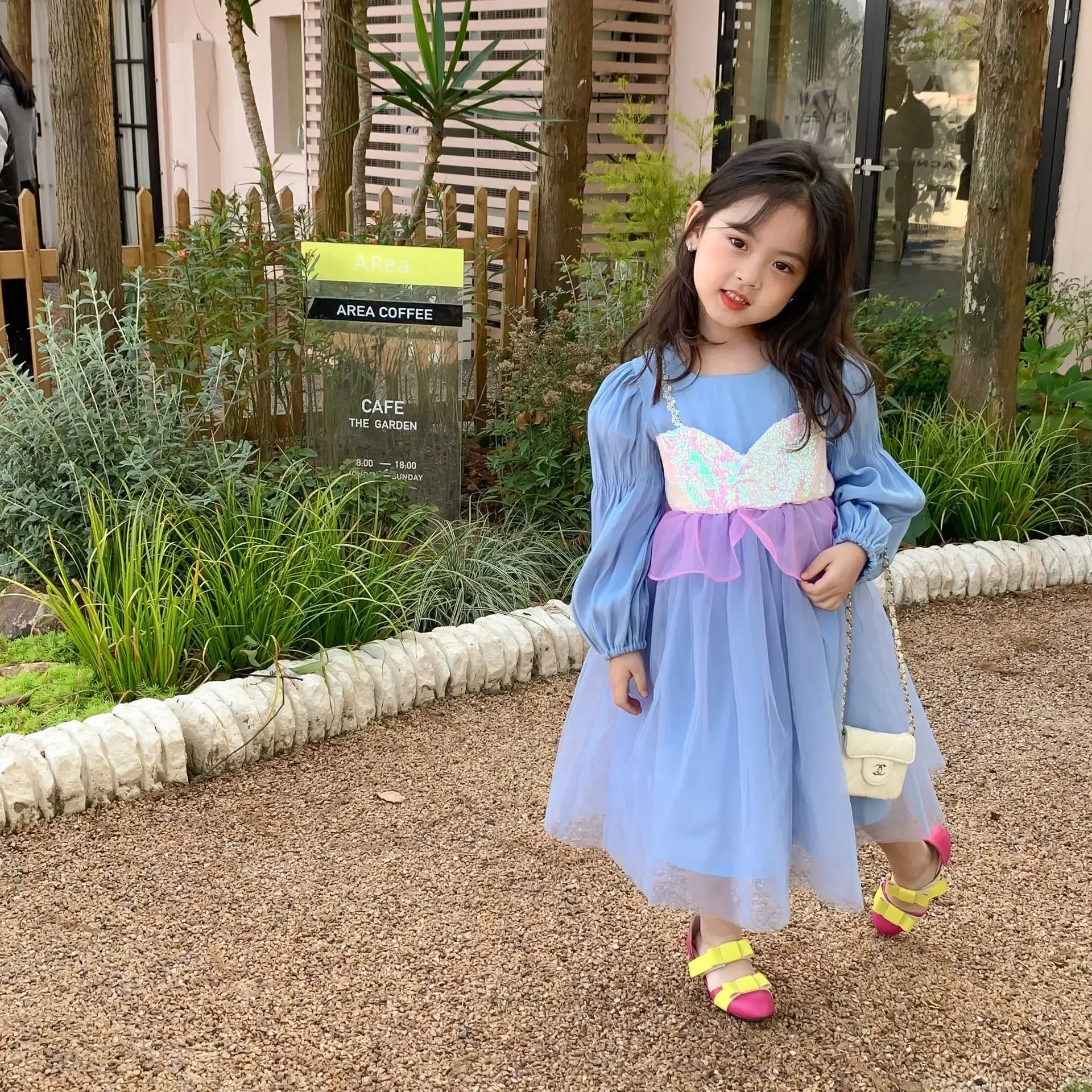 

1147D Gilr Clothes Princess Dress Spring 2025 New Children's Clothes Girl Princess Sequined Sparkling 2-9Year Party Dress