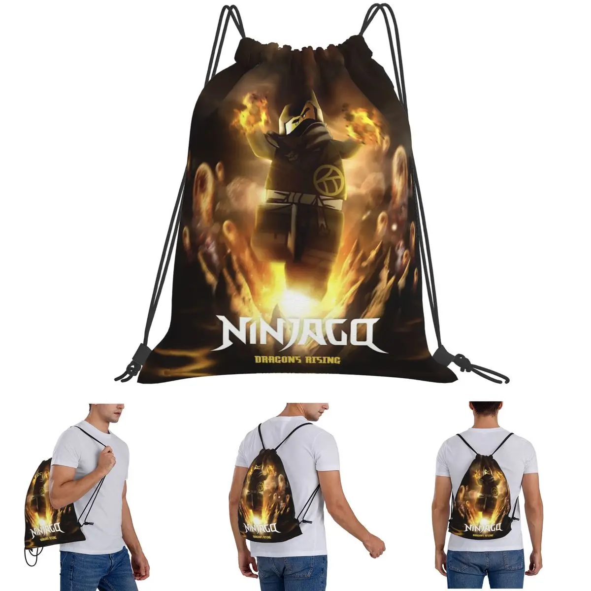 Ninjagos Ninja Warrior Rucksäcke, multifunktional, tragbar, mit Kordelzug, Sporttasche, Büchertaschen für Mann und Frau, Schule