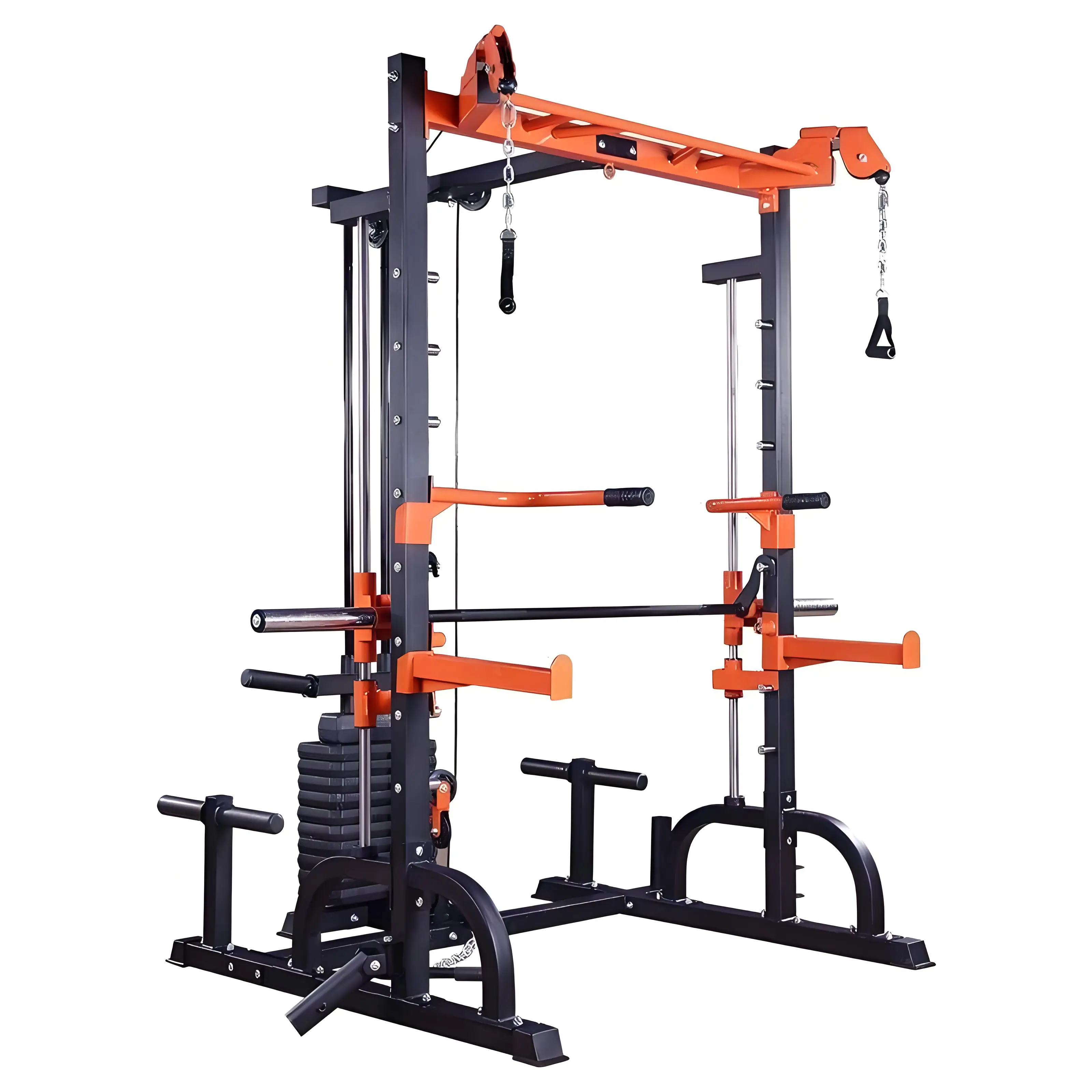 Modern Smith Machine Multifunctional Power Cage Squat Rack Steel Trainer Sports Fitness Equipment
