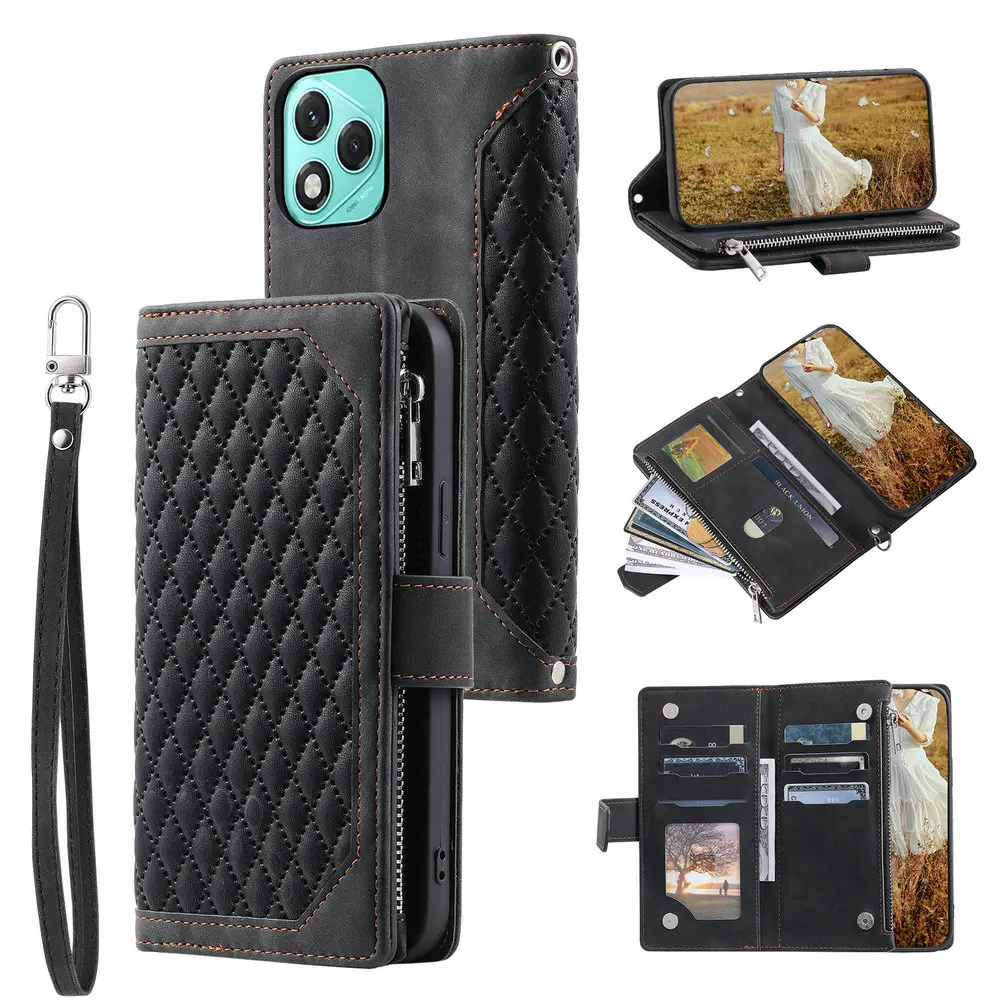 

Honor 400 Pro 5G 2025 Flip Case For Huawei Honor 400 Lite Crossbody Zipper Leather Texture Wallet Cover Honor 400 400Pro Funda