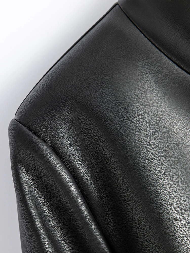 Nuovo Cappotto Invernale da Donna in Pelle di Pecora a Mezza Lunghezza, Slim Fit, con Bottoni Decorativi, Stile Commuter