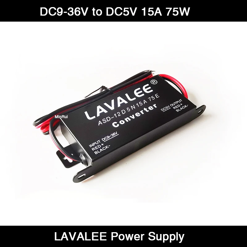 LAVALEE ASD-12D5N15A75E Input Voltage DC9~36V to Output Voltage DC 5V 15A 75W Vehicle LED Display Power Supply