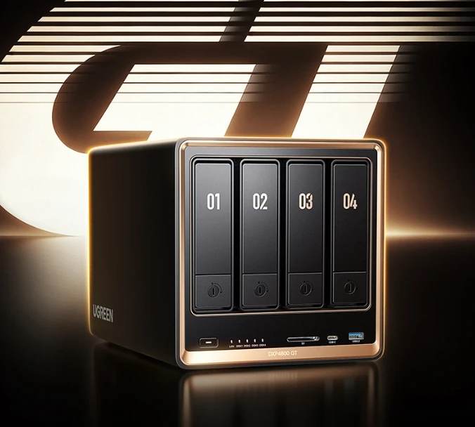DXP4800 GT 8GB 4-Bay Desktop NAS Storage AMD Ryzen Embedded R2514 Dual 10GbE Ethernet Ports in Stock Hard drive not included