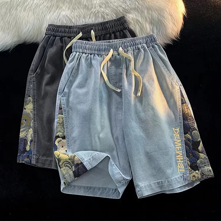 

Джинсовые шорты больших размеров с высокой талией, прямые, повседневные, длиной до колена, для женщин больших размеров, удобные, универсальные, с широкими штанинами