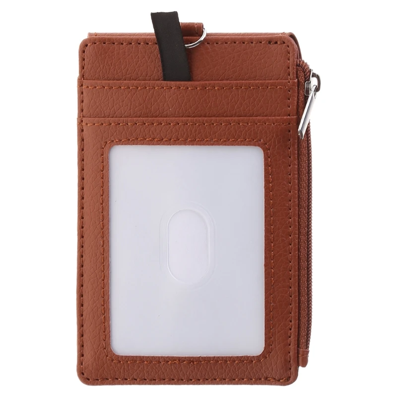 Porta badge con cerniera Porta carte d'identità in pelle PU Porta carte per custodia 5 slot per carte, 1 finestra identificativa trasparente con copertura sicura