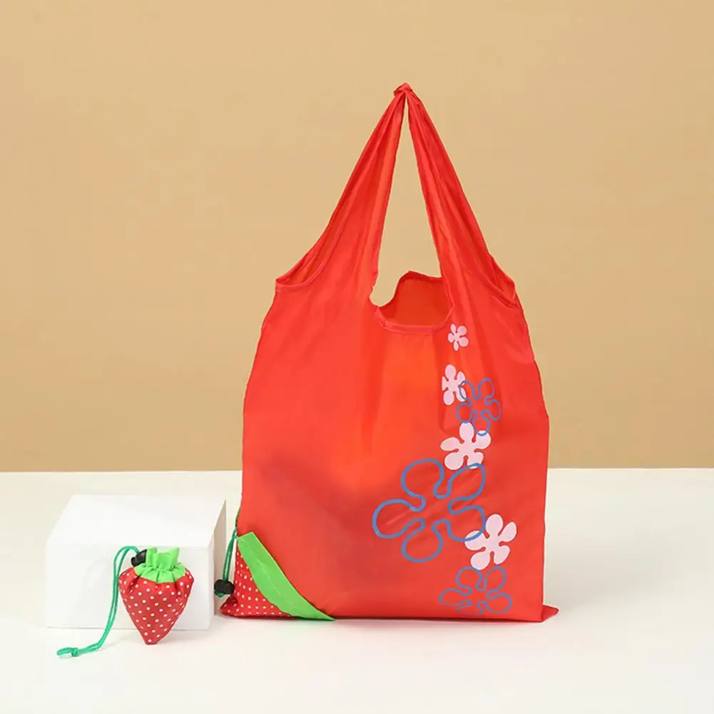 Strawberry Pendant Shopping Bag Foldable Oxford Collapsible Strawberry Grocery Bag Reusable Organizer Bag Handbag Shoulder Bag