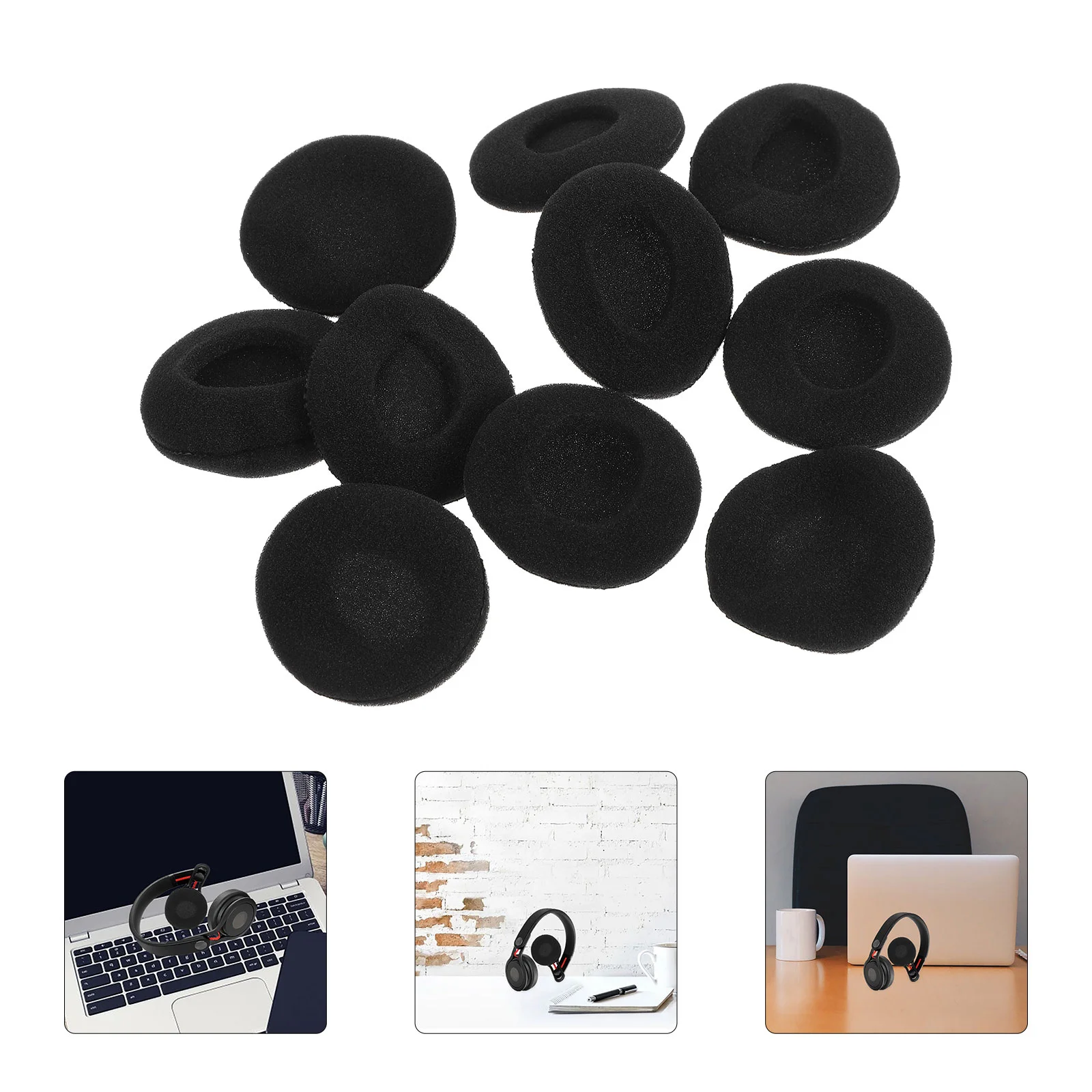 

10pcs Replacement Earbud Ear Pad Covers for 40mm Headset Earphones (Black) 40mm earphone covers 40mm headset pad