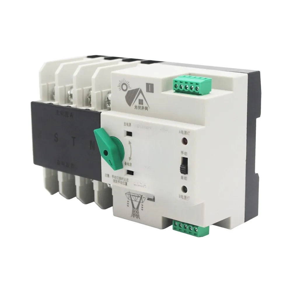 4P Solar Compatible Automatic Transfer Switch 220V AC 20A 32A 40A 63A 80A 100A 30ms Switching Time PC Isolated Design