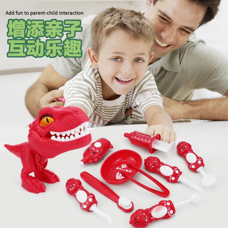 어린이를 위한 새로운 공룡 테마 교육 장난감 조기 학습 의사 역할 놀이, 어린이 지능 칫솔질 치아 교육 보조