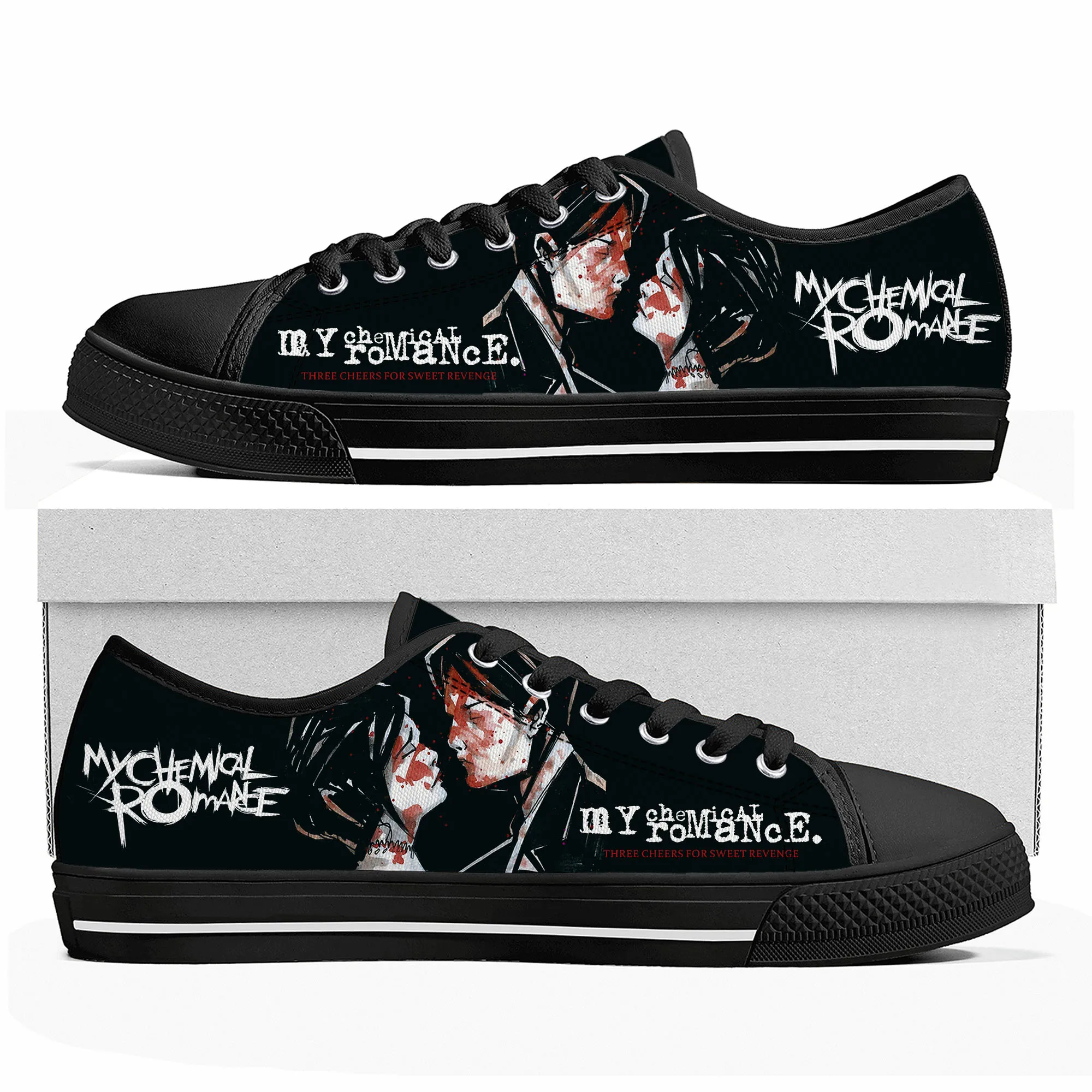 My Chemical Romance Rock Band Low Top High Quality Sneakers Mens Womens Teenager Canvas Sneaker Casual Couple Shoes Custom Shoe