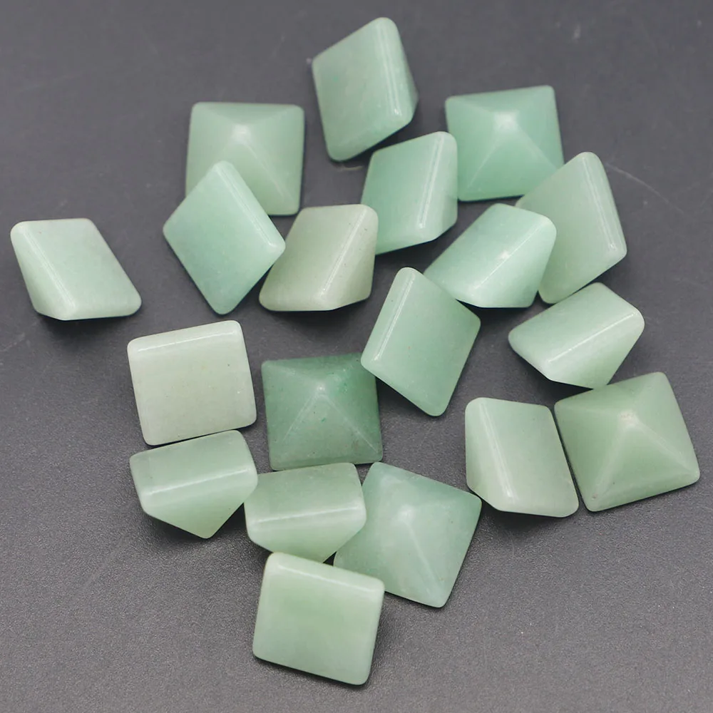 

14x10mm Natural Stone Pyramid CAB Cabochon Green Aventurine Beads for Jewelry&Clothes Accessories Wholesale 30Pcs Free Shipping