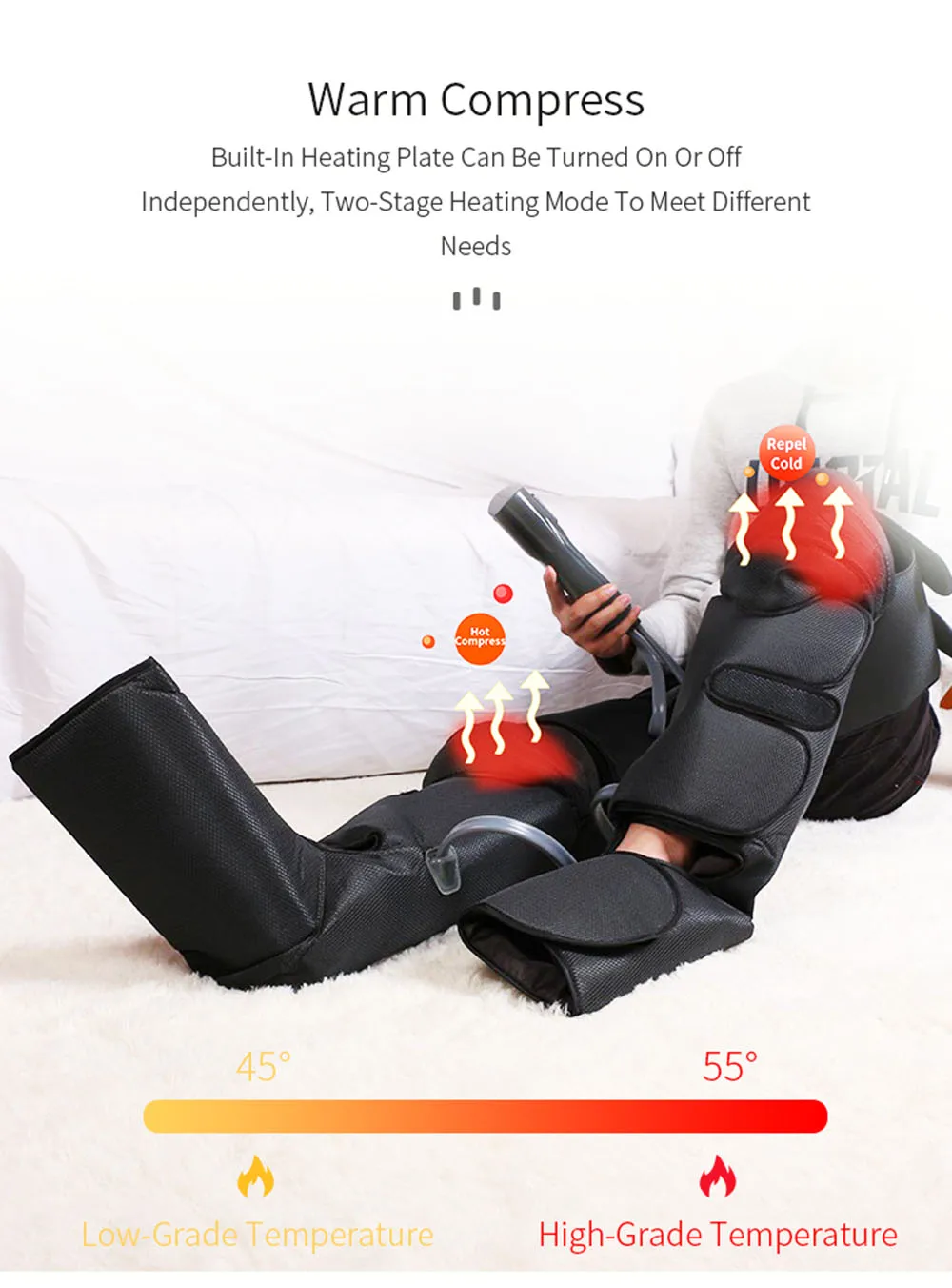 Electric Leg Muscle Relaxer 6 modes Air Compression Recovery Boot lymph Release Relieve Foot Fatigue Heating Leg Massager