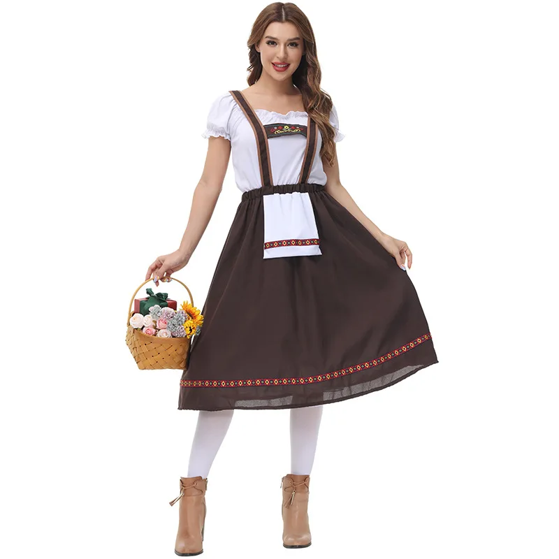 GB10002 2pcs Oktoberfest Costume Beer Women German Bavarian Dirndl Dresses Traditonal  Beer Babe Milkmaid Outfit