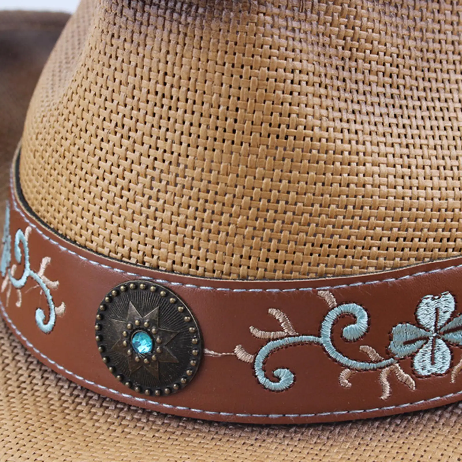 Unisex Cowboy Hat Paper Cloth Material Wide Brim Western Sun Hat for Street Summer Beach Festival Costume