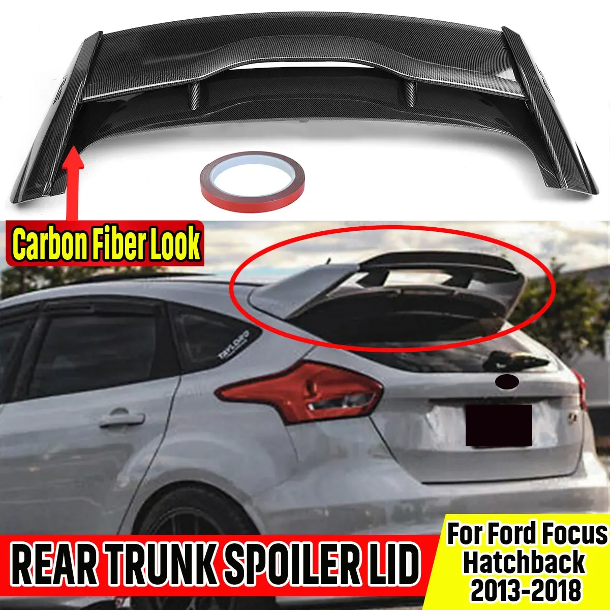 

New Car Rear Trunk Spoiler Lip Boot Wing Lip Extension For Ford Focus Hatchback 5 Door 2013-2018 Rear Spoiler Tail Wing Body Kit