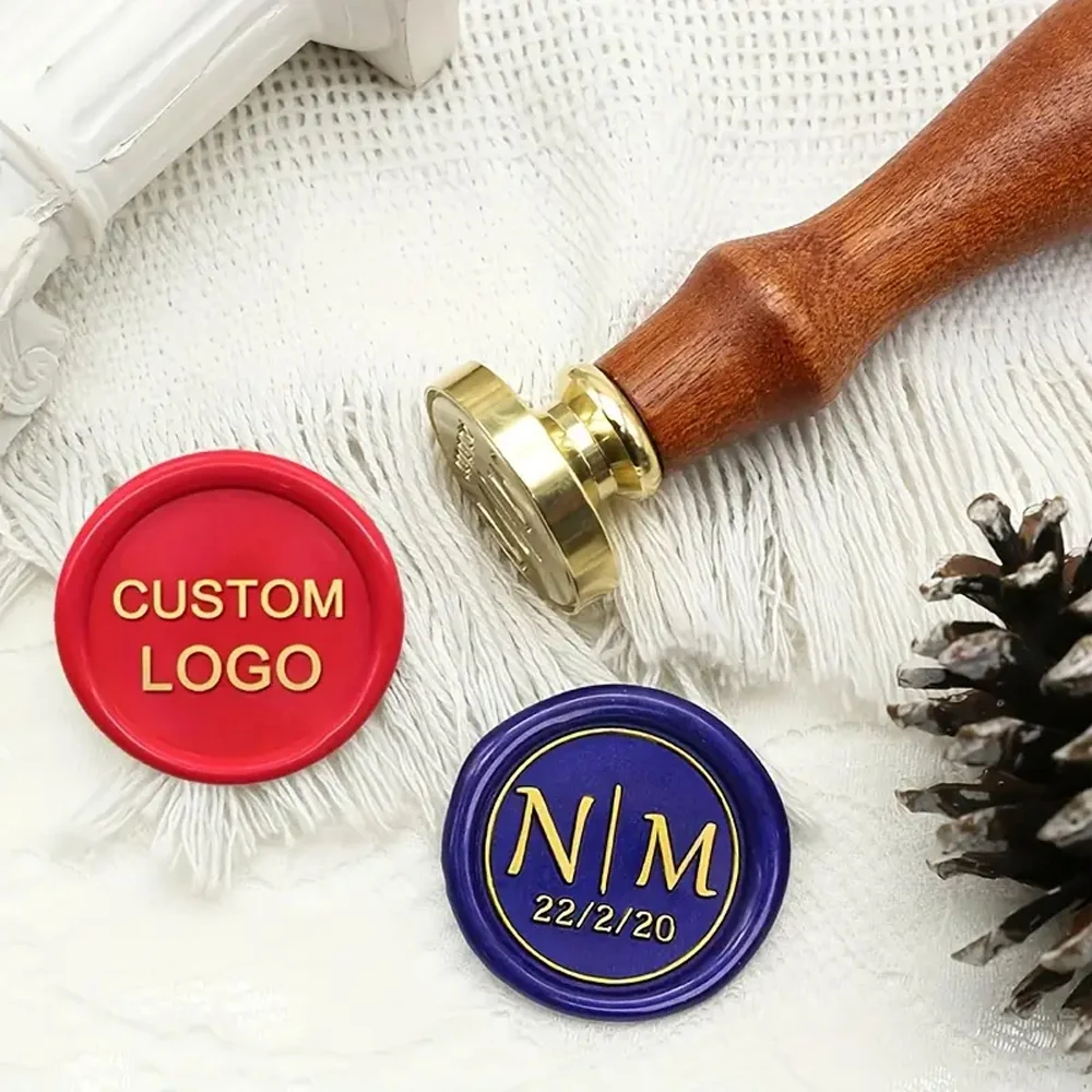 Custom Wax Seal Stamp Kit with Your Own Design -Personalized LOGO/Name/Date/Number/Initials for Wedding Invitations&Office Wax