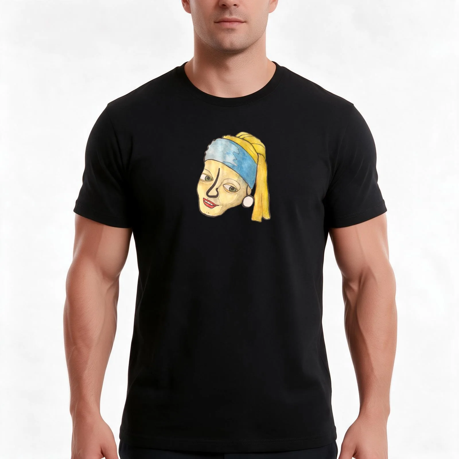 Girl With the Pearl Earring T-Shirt, Summer Casual Cotton Tee, Oversized Streetwear Tops, Vintage Graphic Print, 100% Cotton
