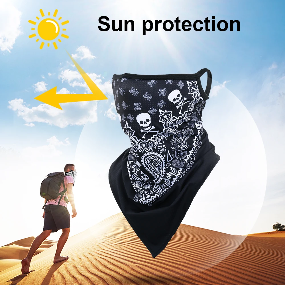 3D Headband Skull Neck Gaiter Tube Scarves Hanging Ear Cover Scarf Breathable Windproof Sun Face Mask Quick Dry Bandana Headwear