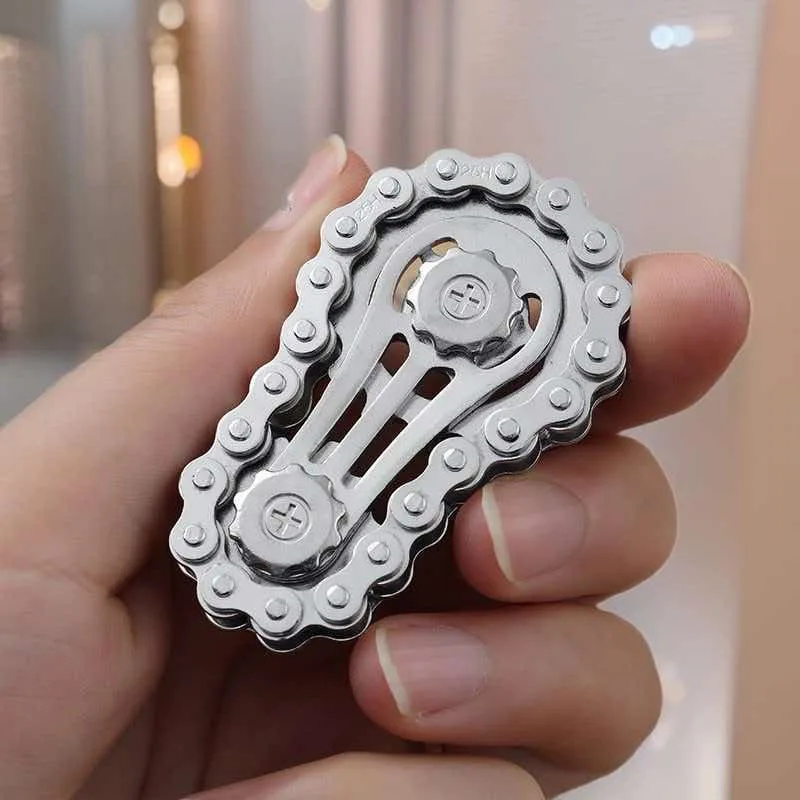 Sprocket Flywheel Fingertip Gyro Metal Fidget Bike Chain Gears Hand Roller Stress Reducer Anxiety ADHD Toys For Kids & Adults