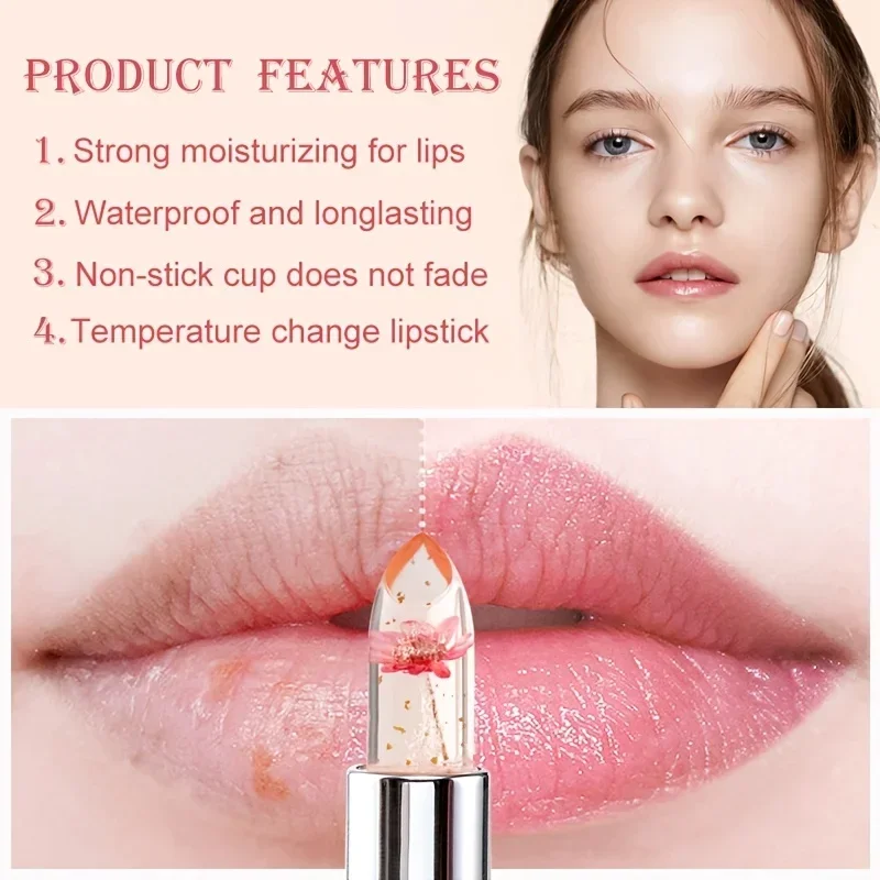 Bloem Jelly Lippenstift Set Temperatuurverandering Vochtinbrengende Crème Bloem Lipstick Langdurige Lippenbalsem Magische Kleurverandering Lipgloss Set